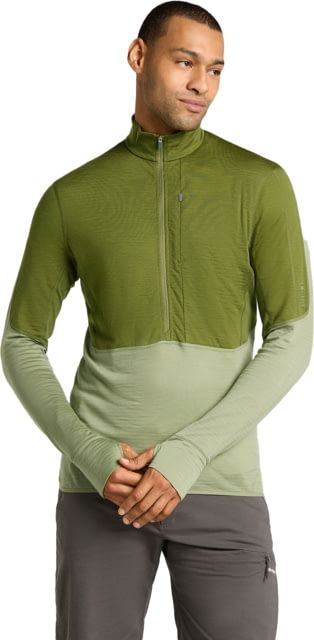 Icebreaker Merino Blend 200 RealFleece Descender LS Half Zip Hoodie - Men's Sphagnum/Lichen/CB 2XL