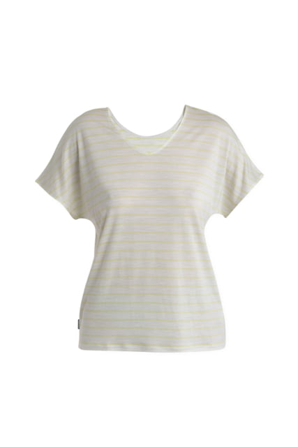 Icebreaker Merino Drayden Reversible SS Top Stripe - Women's Ecru Heather/Glazen/S Small