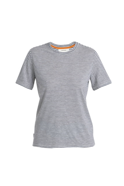 Icebreaker Merino Linen SS Tee Stripe - Women's Snow/Midnight Navy/S Medium