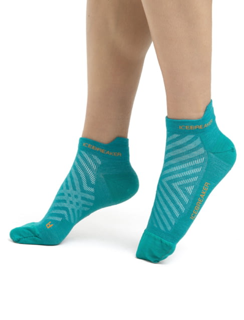 Icebreaker Run+ Ultralight Micro Socks - Women's Flux Green/Solar Medium