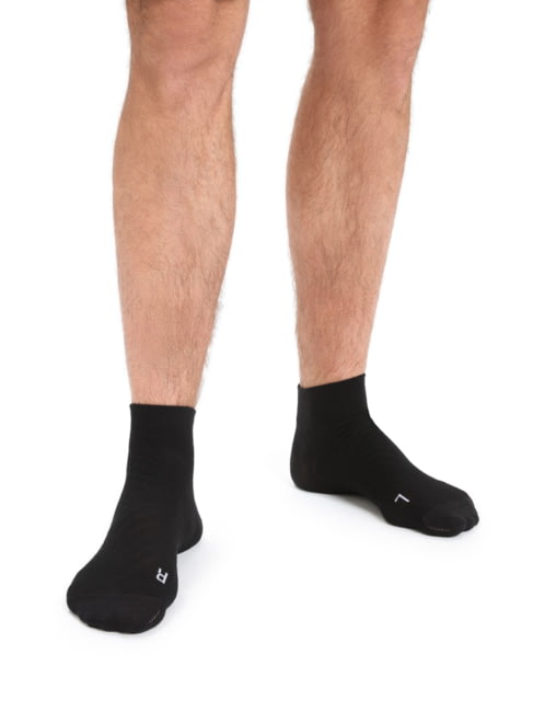 Icebreaker Run+ Ultralight Mini Socks - Men's Black/Snow Large