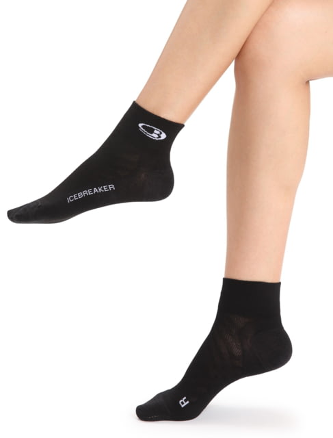 Icebreaker Run+ Ultralight Mini Socks - Women's Black/Snow Medium