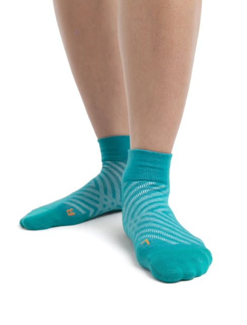Icebreaker Run+ Ultralight Mini Socks - Women's Flux Green/Solar Medium