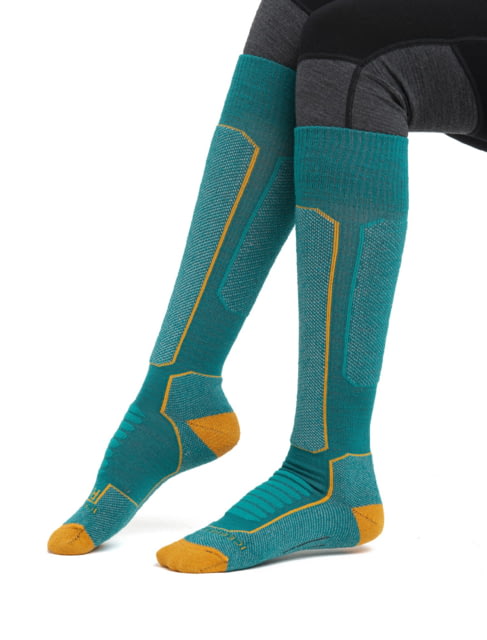 Icebreaker Ski+ Medium Over The Calf Socks - Women's Flux Green/Solar/Ether Medium