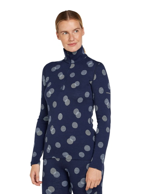 Icebreaker Women Merino 260 Vertex LS Half Zip Falling Flakes Midnight Navy/Snow/J L