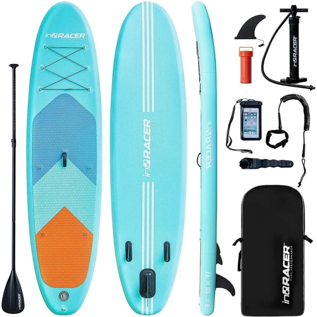 inQRACER Inflatable Stand Up Paddle Board w/Free Premium SUP Accessories & Backpack Blue Medium