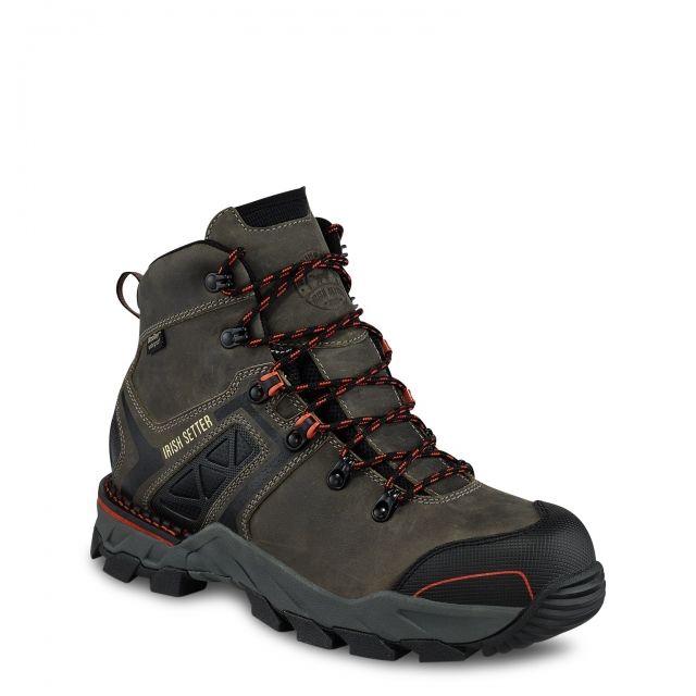 Irish Setter Mens Crosby 6in Waterproof Safety Toe Work Boots Gray/Rust 13D  130