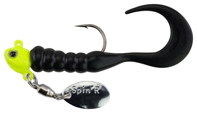 Johnson Crappie Buster SpinftR Grub Hard Bait 1/8 oz 2in / 5cm Hook Size 2 Chartreuse/Black