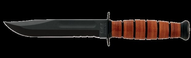 KA-BAR Short Fixed KA-BAR Knife USA Combo Edge Lther Hndl Brwn Lthr Sheath KB