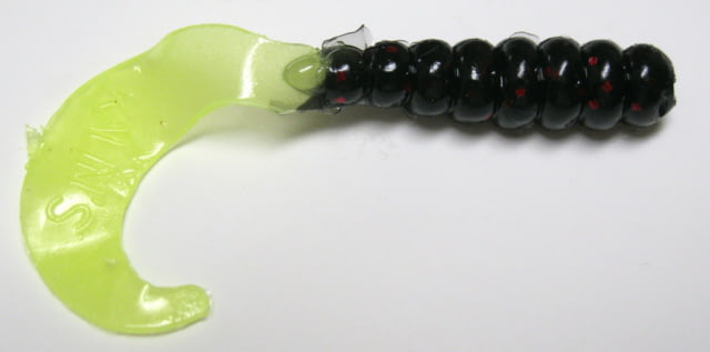 Kalins Fishing Kalin Triple Threat Grub 3 2in Black Neon/Chartreuse Glow Tail 10/Pack
