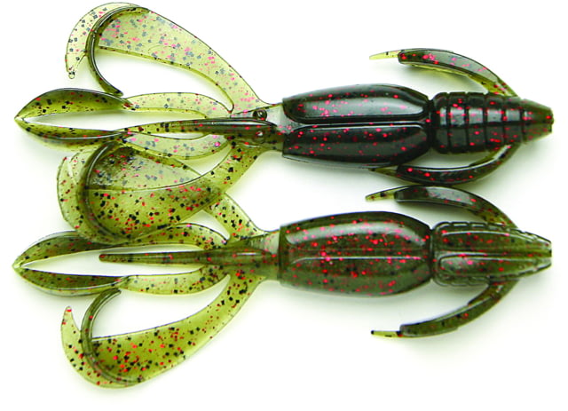 Keitech Crazy Flapper Watermelon Red Flake 3.6in Twin Tail Craw/Creature 7Pk Bag/Blister Pack Squid Scent Infused