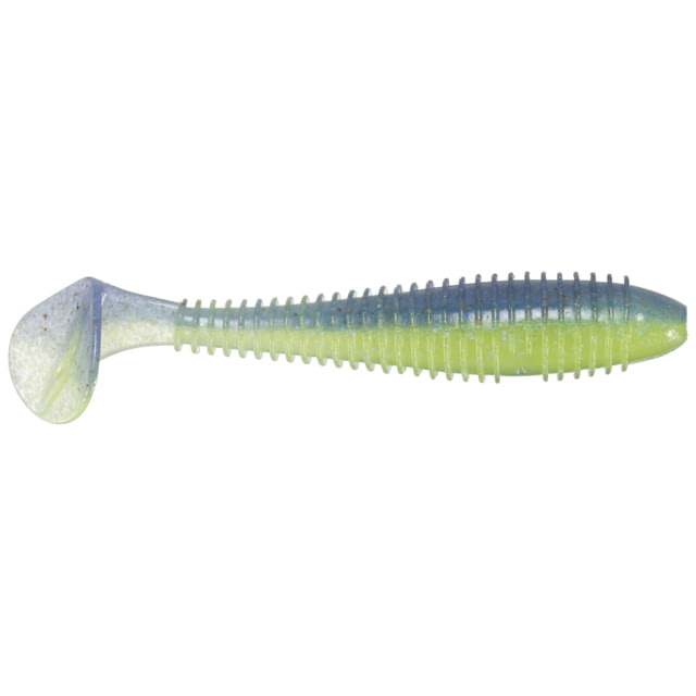 Keitech Fat Swing Impact Electric Blue Chartreuse 2.8in Fat Paddletail Swimbait 8Pk Blister Pack Squid Scent Infused