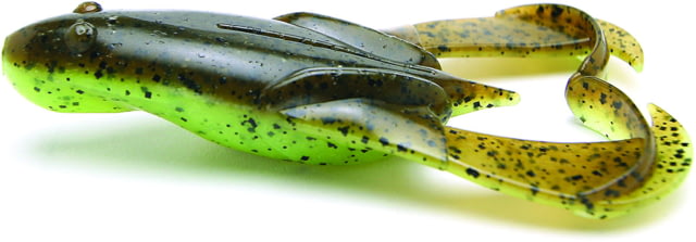 Keitech Noisy Flapper Green Pumpkin Charteuse 3.5in Topwater Buzzing Frog 5Pk Blister Pack Squid Scent Infused