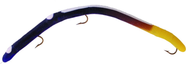 Kelly's Fire Tail Pre-Rigged Plastic Worm 5 1/2in 3 Number 6 Hooks Purple/Yellow Firetail