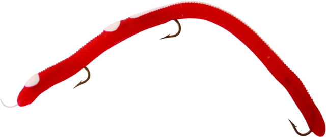 Kelly's Striper Pre-Rigged Plastic Worm 5 1/2in 3 Sz 6 Hooks Red/White