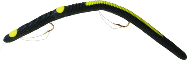 Kelly's Two-Hook Weedless Pre-Rigged Plastic Worm 5 1/2in Sz 4 Hooks Black/Yellow