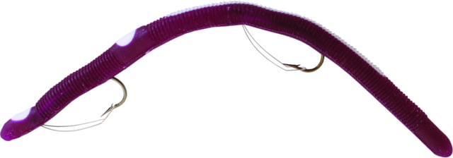 Kelly's Two-Hook Weedless Pre-Rigged Plastic Worm 5 1/2in Sz 4 Hooks Wine/White
