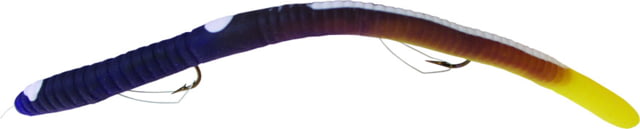 Kelly's Weedless Bass Crawler Pre-Rigged Plastic Worm 6 1/2in 2 Sz 4 Weedless Hooks Purple/Yellowtail