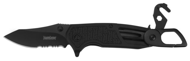 Kershaw Funxion EMT Assisted Folding Knife 3in 8Cr13MoV Black Oxide Drop Point Blade Black Molded Glass-Filled Nylon Handle