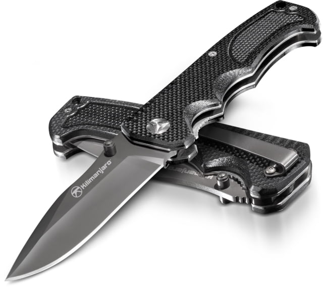 Kilimanjaro Gear Annex Folding Knife3.5in Black G10 Handle Black Plain Blade KJ