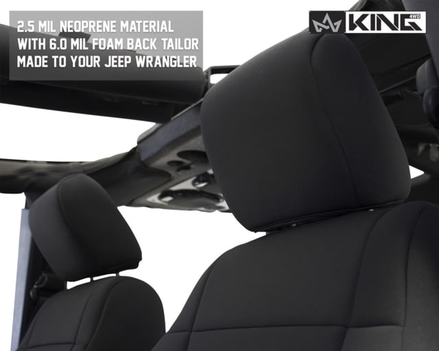 King 4WD Seat Covers Jeep Wrangler JK 2 Door 2008 - 2012 Neoprene Black/Black