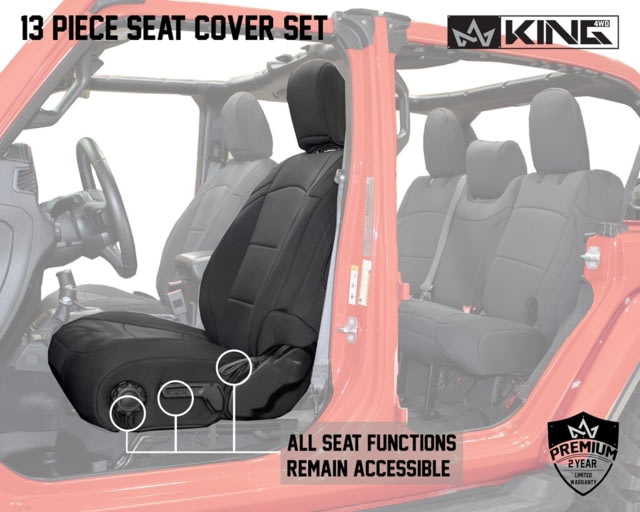 King 4WD Seat Covers Jeep Wrangler Unlimited JL 4 Door 2018 - 2019 Neoprene Black/Black