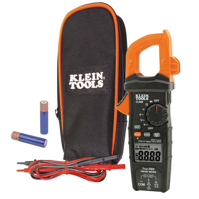 Klein Tools 600 Amps AC Auto-Ranging Digital Clamp Meter True RMS Orange/Black