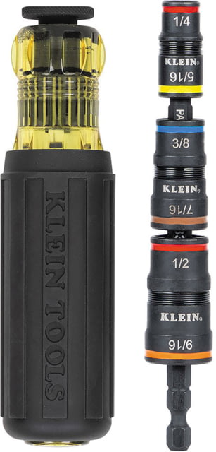 Klein Tools Klein Tools 7in1 Impact Rated Flip Socket Set w/Handle Black/Yellow