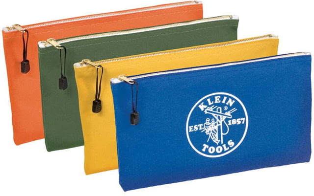 Klein Tools Canvas Tool Pouches Zipper Bags 4-Pack Olive Orange Blue Yellow