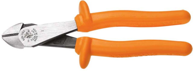 Klein Tools Insulated Diagonal Cutting Pliers Heavy Duty Angled Head 8In Orange