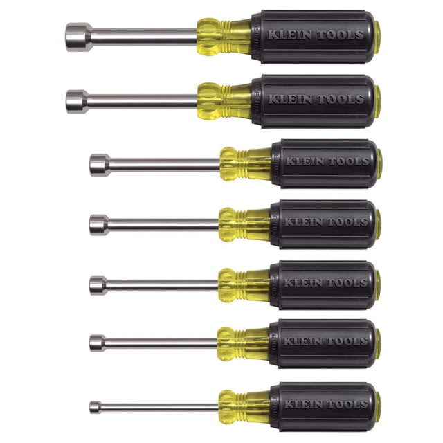 Klein Tools Magnetic Nut Driver Set 3In Shaft 7Piece Black/Yellow