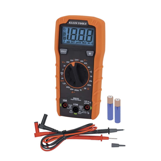 Klein Tools Manual-Ranging Digital Multimeter 600V Orange/ Black