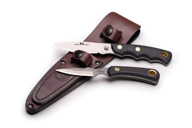 Knives of Alaska Alpha Wolf / Cub Bear Combo Fixed Blade Knives 3in / 2.75in CPM MagnaCut Stainless Steel Drop Point /Caping Blade Santoprene Black