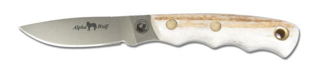 Knives of Alaska Alpha Wolf D2 Knife Stag Handle Natural