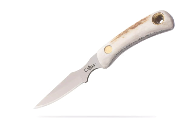 Knives of Alaska Cub Bear Fixed Blade Knife 2.75in CPM MagnaCut Stainless Steel Caping Blade Stag Brown And White Sculpted Bone Handle