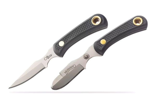 Knives of Alaska Muskrat/Cub Bear Combo Fixed Blade Knives 2.25in/2.75in Magnacut Stainless Steel Round Tip/Caping Blade Suregrip Black