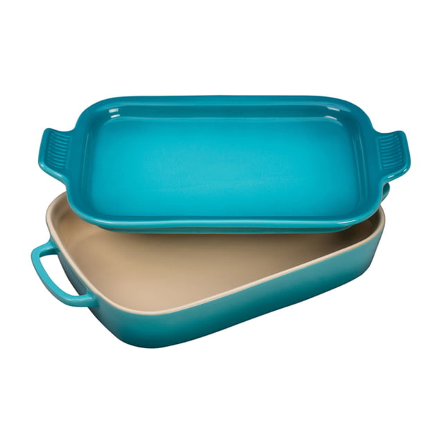 Le Creuset Rectangular Dish w/ Platter Lid Caribbean 14 3/4x9x2 1/2in