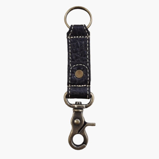 Lejon Lejon Swivel Leather Keychain Black