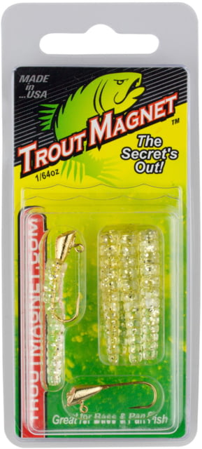 Leland Trout Magnet 9 Pc. Pack 1/64 oz 7 Bodies and 2-1/64 oz Size 8 Jigheads Gold Glitter
