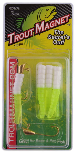 Leland Trout Magnet 9 Pc. Pack 1/64 oz 7 Bodies and 2-1/64 oz Size 8 Jigheads White/Chartreuse