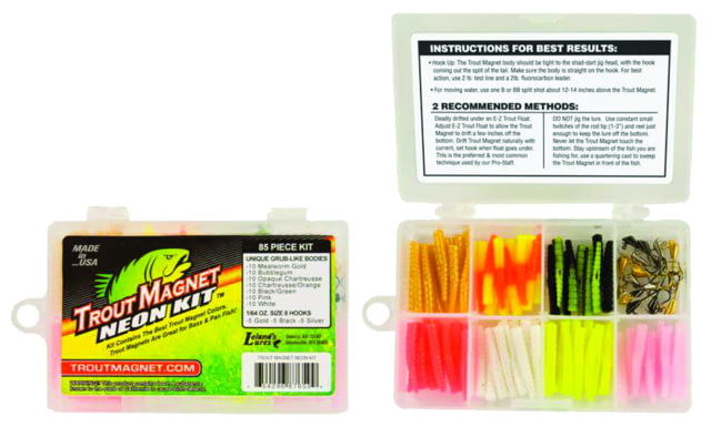 Leland Trout Magnet Neon Kit 15 Hooks 70 Bodies and Shad-Dart Heads 1/64oz