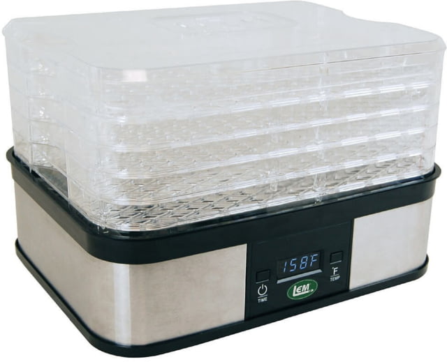 LEM Products Digital 5 Tray Dehydrator Clear Housing Chrome/Black Base