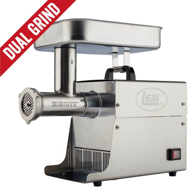 DEMO LEM Products Dual Grind #8 Big Bite 0.5HP Meat Grinder Stainless
