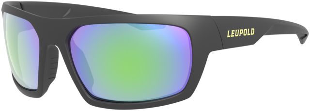 Leupold Packout Mens Sunglasses Matte Black Frame Square Emerald Mirror Lens Polarized Regular
