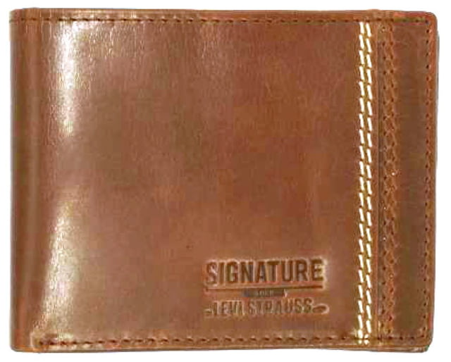 Levis Signature Gold Double Stitched Bifold Brown
