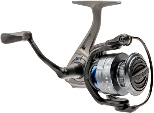 Lew's American Hero Spinning Reel SZ 200 Reel 4+1 Bearings 6.2-1 Ratio Graphite Frame Speed Gears Speed Lube Multi-Disc Drag Gray/Black/Blue