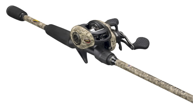 Lew's American Hero Camo Baitcast Reel and Rod Combo 7ft 1-PC Medium IM7 Graphite Rod 5+1 Bearings 7.5-1 Ratio 1-PC Graphite Frame LH Retrieve