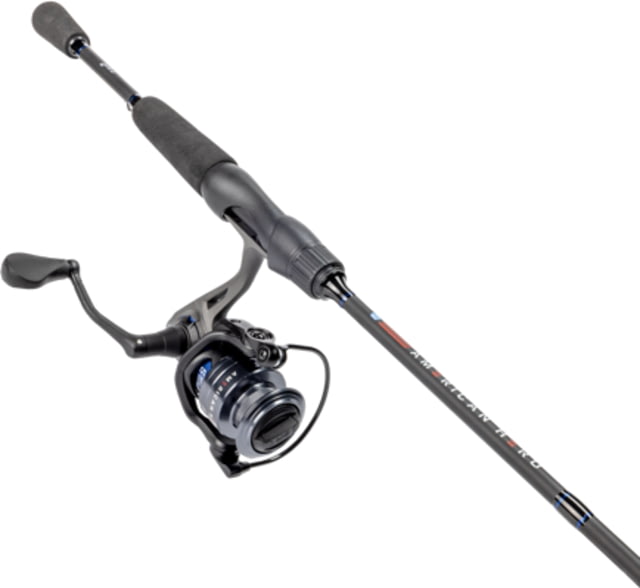 Lew's American Hero Spinning Reel and Rod Combo 7ft 1-PC Medium Fast IM6 Graphite Rod SZ 300 Reel 4+1 Bearings 6.2-1 Ratio Speed Gears Gray/Black/Blue