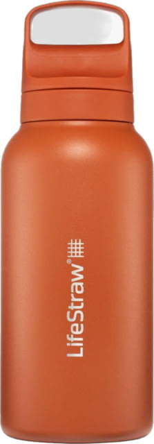 LifeStraw Go Series Stainless Steel 1 L Water Bottle w/Filter Kyoto Orange 1 Liter