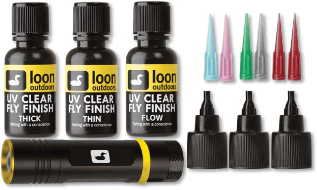 Loon UV Fly Tying Kit Incl. UV Clear Fly Finish Thick Thin and Flow